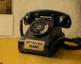 Retro telephone with Better Call Han label